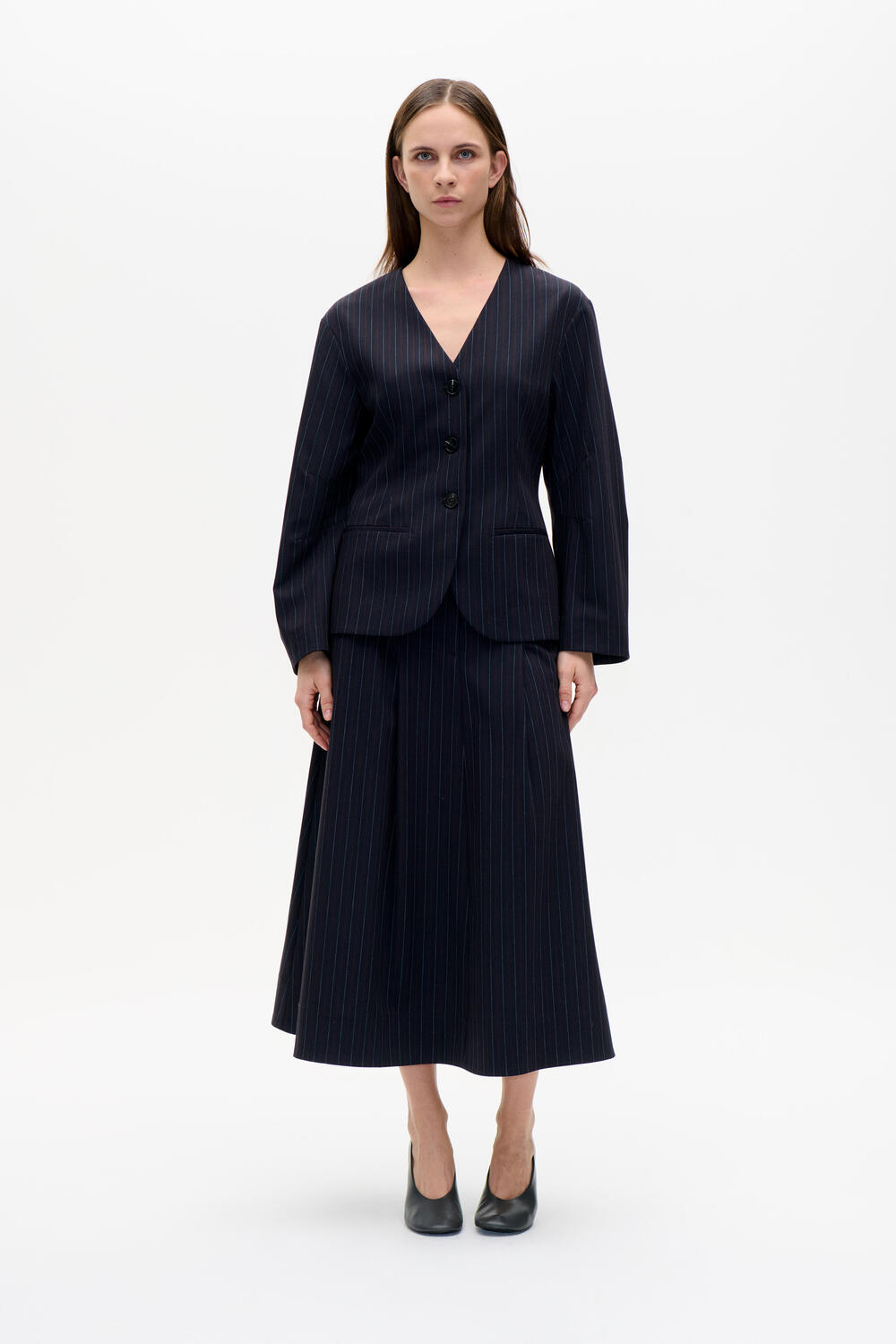 Sabrinna nederdel - Navy Subtle Stripe